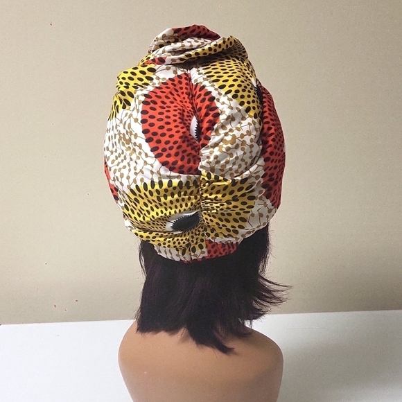 HOSTPICK African polyester wax print pre_tied headwrap with bow,tribal chemo hat - Picture 3 of 12